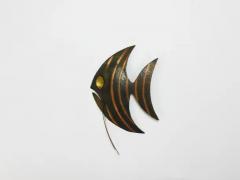 Walter Bosse Midcentury Hammered Angel Fish Wall Plaque Sculpture Copper Austria 1950s - 4064850