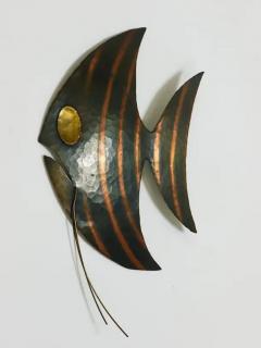 Walter Bosse Midcentury Hammered Angel Fish Wall Plaque Sculpture Copper Austria 1950s - 4064885