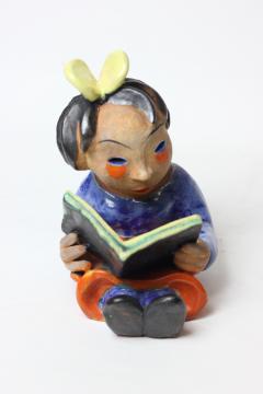 Walter Bosse Walter Bosse Ceramic Sculpture of Girl Reading a Book 1925 Kufstein Austria - 2031168