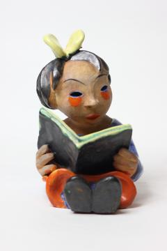 Walter Bosse Walter Bosse Ceramic Sculpture of Girl Reading a Book 1925 Kufstein Austria - 2031169