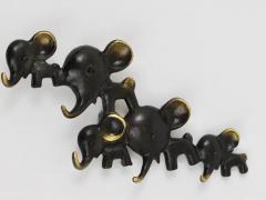 Walter Bosse Walter Bosse Elephants Brass Key Hanger by Herta Baller Austria 1950s - 4052422