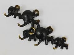 Walter Bosse Walter Bosse Elephants Brass Key Hanger by Herta Baller Austria 1950s - 4052425