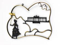 Walter Bosse Walter Bosse Woman in Biedermeier Dress Brass Wall Sculpture Austria 1950s - 4050163