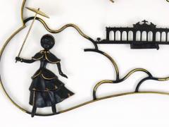 Walter Bosse Walter Bosse Woman in Biedermeier Dress Brass Wall Sculpture Austria 1950s - 4050210