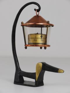 Walter Bosse Wiener Dog Brass Figurine with Lantern Thermometer Baller 1950s - 4632158