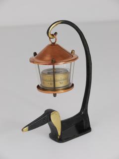 Walter Bosse Wiener Dog Brass Figurine with Lantern Thermometer Baller 1950s - 4632177
