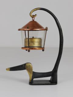 Walter Bosse Wiener Dog Brass Figurine with Lantern Thermometer Baller 1950s - 4632199