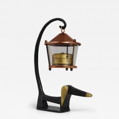 Walter Bosse Wiener Dog Brass Figurine with Lantern Thermometer Baller 1950s - 4632666