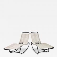 Walter Lamb Pair of Rocking Chaises Folding Back Waikiki Lounge Style CA 1950s - 4399000