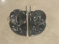 Walter Von Nessen ART DECO MODERNIST GLASS BALL AND CHROME BOOKENDS - 3995087
