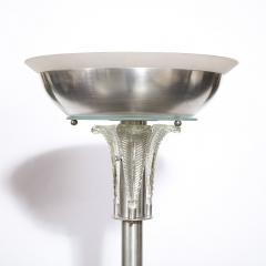 Walter Von Nessen Art Deco Palma Torchiere in Glass Brushed Aluminum by Walter Von Nessen - 2908931