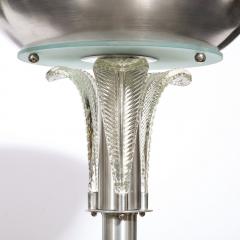 Walter Von Nessen Art Deco Palma Torchiere in Glass Brushed Aluminum by Walter Von Nessen - 2908971