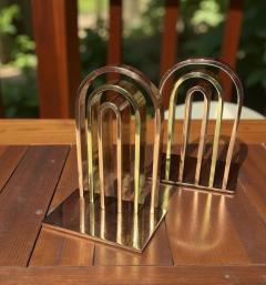 Walter Von Nessen Chase Bookends Brass and Copper Arched Attributed to Walter Von Nessen - 4470823