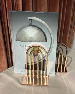 Walter Von Nessen Chase Bookends Brass and Copper Arched Attributed to Walter Von Nessen - 4470829