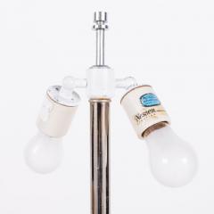 Walter Von Nessen Chrome Lamp With Burlap Shade by Nessen Lighting - 3184479
