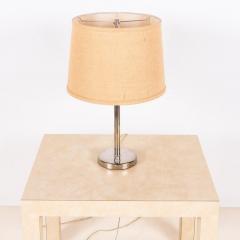 Walter Von Nessen Chrome Lamp With Burlap Shade by Nessen Lighting - 3184482