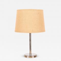 Walter Von Nessen Chrome Lamp With Burlap Shade by Nessen Lighting - 3188872