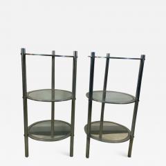 Walter Von Nessen MACHINE AGE ART DECO ALUMINUM PAIR OF TRIPLE TIER TABLES - 1558377