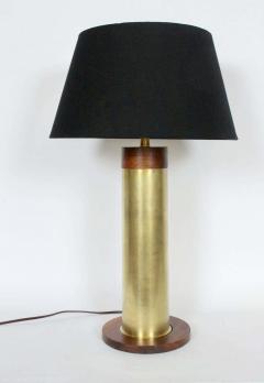 Walter Von Nessen Substantial Pair Walter Von Nessen Style Brass Walnut Trench Art Table Lamps - 2928780
