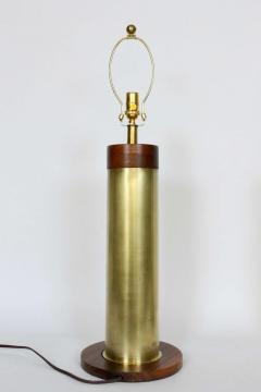 Walter Von Nessen Substantial Pair Walter Von Nessen Style Brass Walnut Trench Art Table Lamps - 2928788