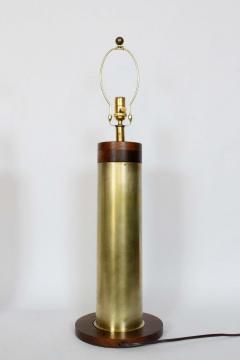 Walter Von Nessen Substantial Pair Walter Von Nessen Style Brass Walnut Trench Art Table Lamps - 2928789