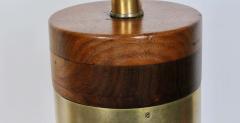 Walter Von Nessen Substantial Pair Walter Von Nessen Style Brass Walnut Trench Art Table Lamps - 2928794