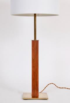 Walter Von Nessen Tall Walter Von Nessen Nessen Studios Walnut Inlaid Brass Tower Table Lamp - 1593834