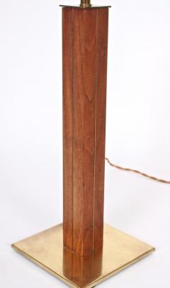Walter Von Nessen Tall Walter Von Nessen Nessen Studios Walnut Inlaid Brass Tower Table Lamp - 1593850