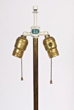 Walter Von Nessen Tall Walter Von Nessen Nessen Studios Walnut Inlaid Brass Tower Table Lamp - 1593864