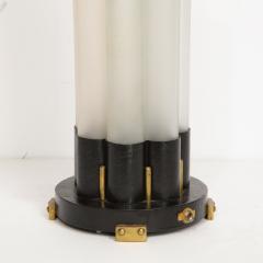 Walter Von Nessen Walter Von Nessen Art Deco Skyscraper Style Frosted Glass Black Enamel Uplight - 1733316