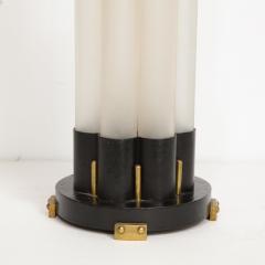 Walter Von Nessen Walter Von Nessen Art Deco Skyscraper Style Frosted Glass Black Enamel Uplight - 1733317