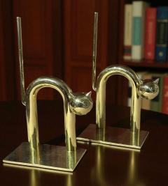 Walter Von Nessen Walter Von Nessen Brass Cat Bookends for Chase circa 1932 - 4470816