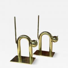 Walter Von Nessen Walter Von Nessen Brass Cat Bookends for Chase circa 1932 - 4475229