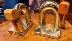 Walter Von Nessen Walter Von Nessen Chase Elephant Bookends American Art Deco Brass and Bakelite - 4546894
