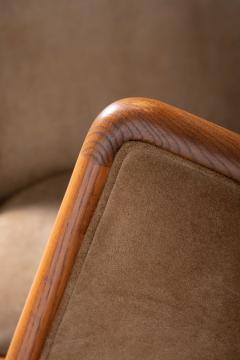 Ward Bennett Early Pair of Ward Bennett Scissor Chairs in Solid Oak with Original Olive Suede - 4308073