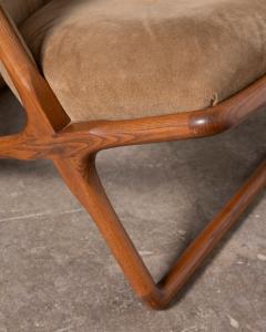 Ward Bennett Early Pair of Ward Bennett Scissor Chairs in Solid Oak with Original Olive Suede - 4308075