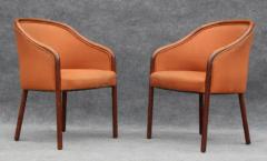 Ward Bennett Pair of Mid Century Modern Walnut Armchair Side Chairs After Ward Bennett - 3294167