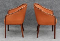 Ward Bennett Pair of Mid Century Modern Walnut Armchair Side Chairs After Ward Bennett - 3294209
