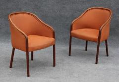 Ward Bennett Pair of Mid Century Modern Walnut Armchair Side Chairs After Ward Bennett - 3294242