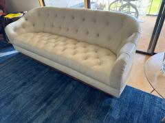 Ward Bennett Pair of Rare Ward Bennett Plinth Base Tufted White Leather Sofas - 4306836