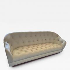 Ward Bennett Pair of Rare Ward Bennett Plinth Base Tufted White Leather Sofas - 4306953