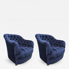Ward Bennett Pair of Ward Bennett Tufted Lounge Chairs on Casters - 439411
