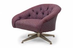 Ward Bennett Ward Bennett AmericanChrome and Light Purple Tufted Swivel Tub Armchair - 2792412