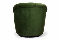 Ward Bennett Ward Bennett AmericanGreen Button Tufted Swivel Tub Lounge Armchair - 2792094