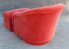 Ward Bennett Ward Bennett Brickel Red Mohair Upholstered Swivel Tub Lounge Chair With Ottoman - 3294146