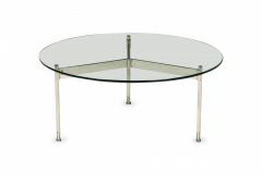 Ward Bennett Ward Bennett Circular Glass and Chrome Plated Steel Coffee Table - 2787725