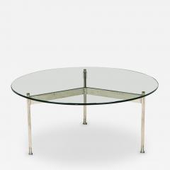 Ward Bennett Ward Bennett Circular Glass and Chrome Plated Steel Coffee Table - 2788264