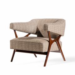 Ward Bennett Ward Bennett Mid Century Sculptural Walnut Lounge Chairs Pair - 4450682