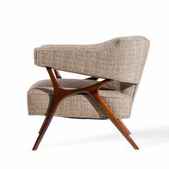 Ward Bennett Ward Bennett Mid Century Sculptural Walnut Lounge Chairs Pair - 4450683