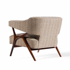 Ward Bennett Ward Bennett Mid Century Sculptural Walnut Lounge Chairs Pair - 4450684